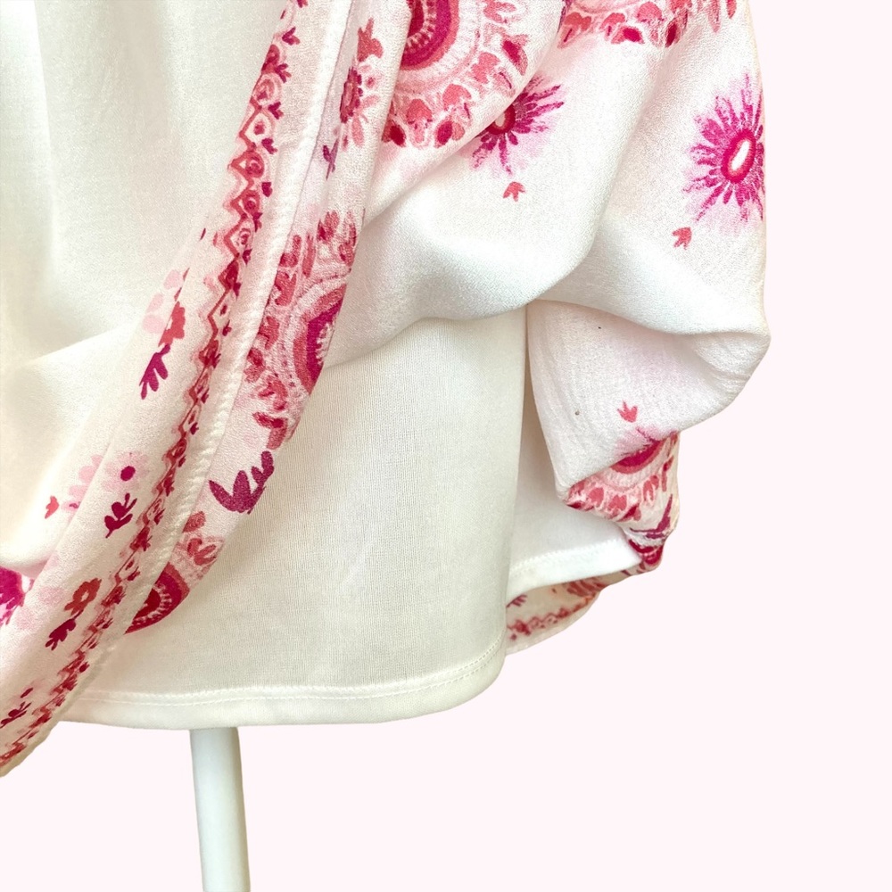 one the land off-the-shoulder white dress with pink floral accents - Size L - Picture 6 of 13